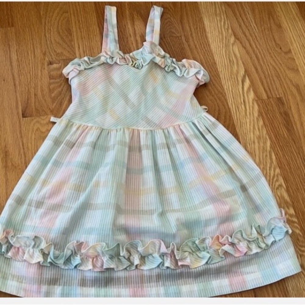 Vintage Roget Pastel Striped Kids Dress size 6